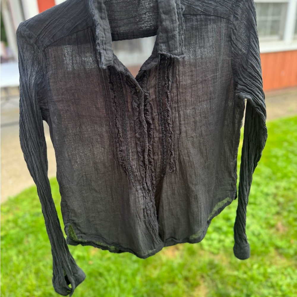 Free People One Light Distressed Button Down - Picture 8 of 14